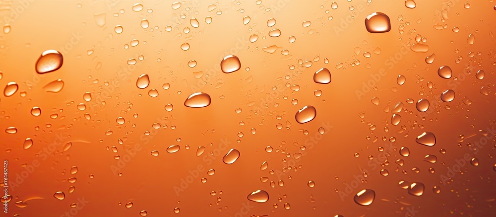 An image showing a detailed view of a window covered with rain drops after a downpour
