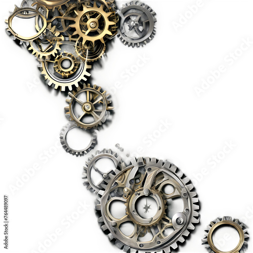 Steampunk gear frame border with metallic gears Transparent Background Images