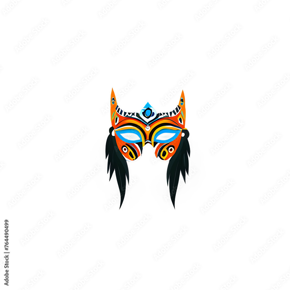 Tribal mask frame border with indigenous patterns and tribal motifs Transparent Background Images 