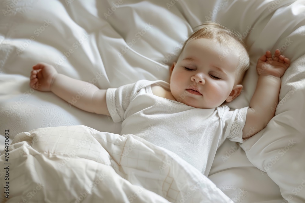 Baby sleeping peacefully in white shirt. Baby sleeping peacefully in white shirt.