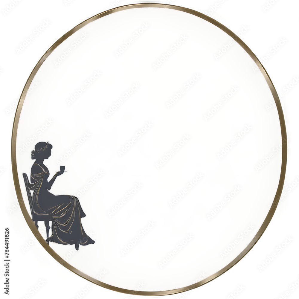 Victorian cameo portrait border with elegant silhouettes Transparent Background Images