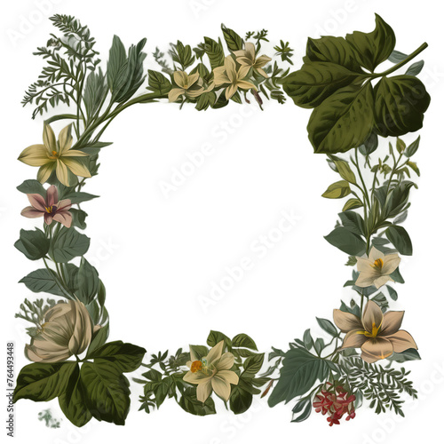 Vintage botanical print border with detailed illustrations Transparent Background Images