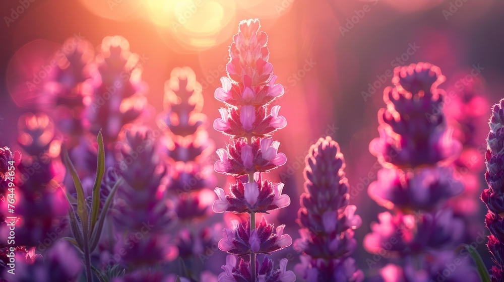 Lavender flower field bathed in sunlight Lavender flower field bathed in sunlight
