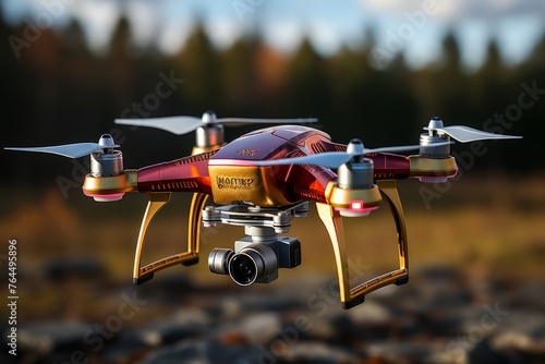 Drone quadcopter with digital camera.