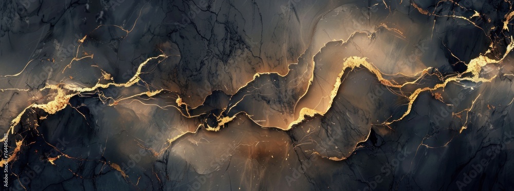 Abstract Marble Texture with Golden Veins