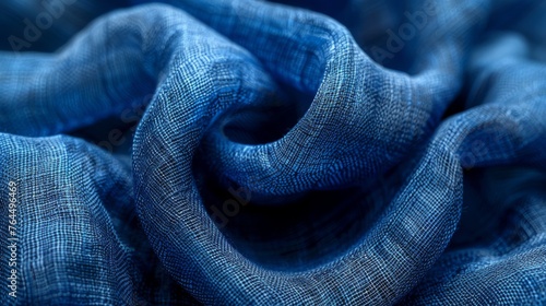  Blue cloth in sharp focus; blurred fabric below