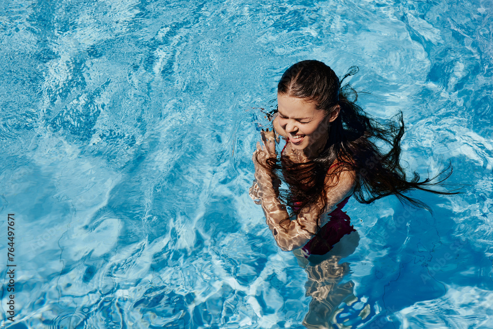 Blue pool water girl fun lifestyle summer