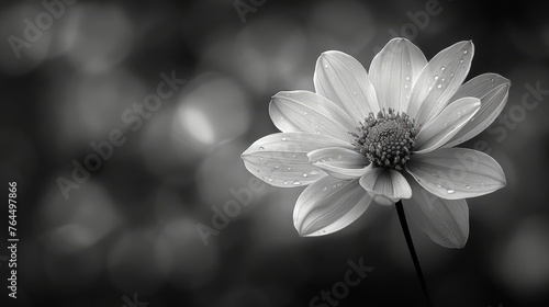  Black & white flower pic w/water droplets on petals against b&w bg