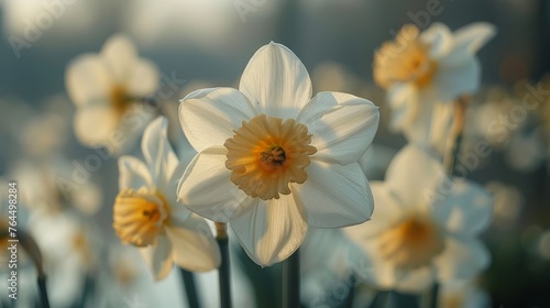  A macro photo of various white and yellow blossoms against a fuzzy backdrop