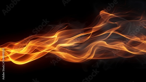  A close-up of an orange and yellow fire on a black background, with a black background below the flames