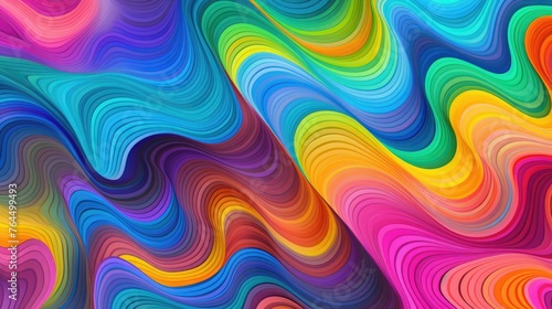 Wallpaper Mural Seamless psychedelic rainbow ridged topological map pattern background texture. abstract wavy swirls dopamine dressing style fashion motif Torontodigital.ca