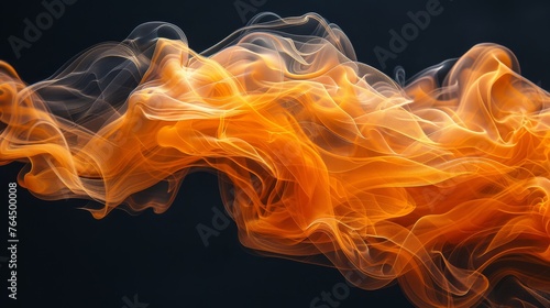  A close-up of a fiery red and yellow flame against a dark background, emitting wisps of smoke from its summit