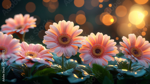  A field full of pink flowers  surrounded by greenery