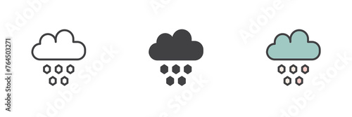 Cloud with hail different style icon set