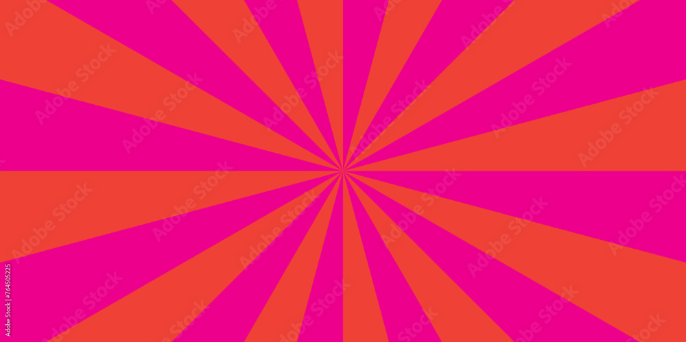 Abstract pink and red sunburst backdrop background with rays design. modern geometric ray sun texture design wallpaper.