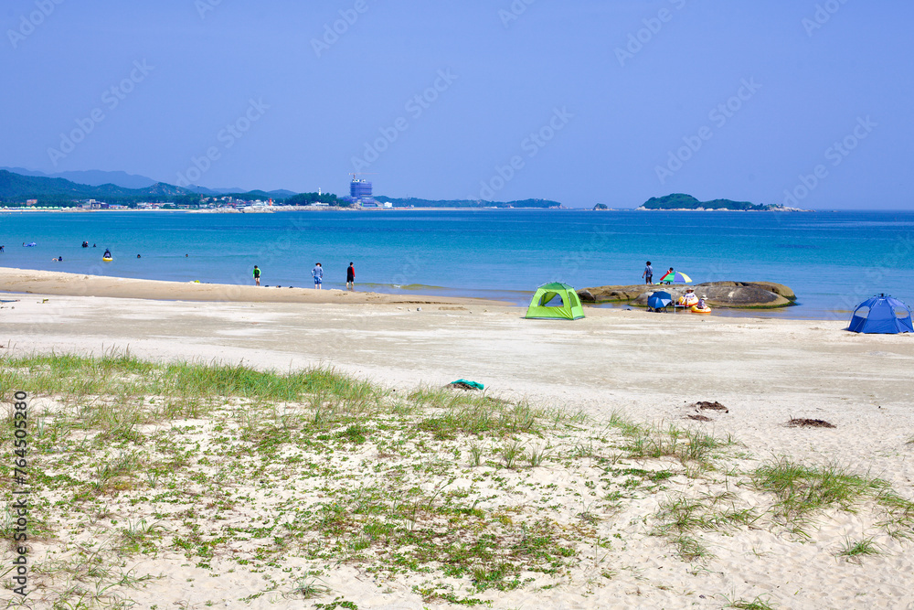Summer Leisure at Sampo Beach with Seaside Islands View