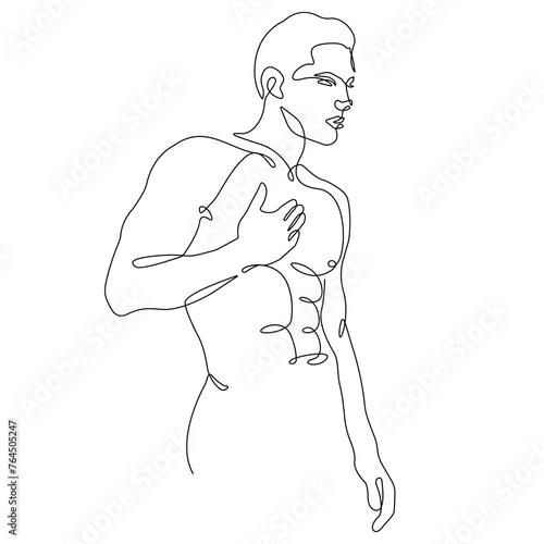Muscular Man Abstract Silhouette Trendy Line Art Drawing. One Line Illustration of Male Figure Minimalistic Black Lines Drawing. Modern Scandinavian Design. Vector EPS 10