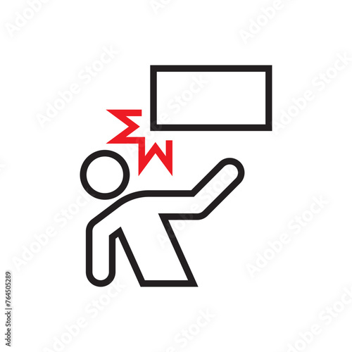 Mind your head warning caution single icon sign vector background