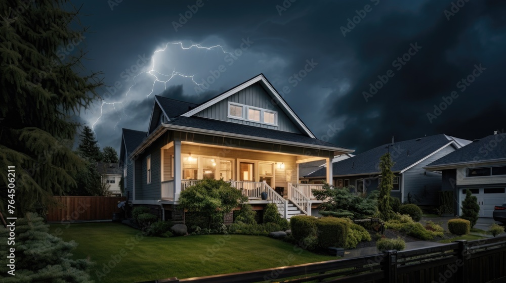 Lighting storm over a suburban house Lighting storm over a suburban house