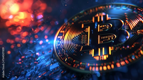 Crypto and BTC bitcoin blockchain technology and digital money background 