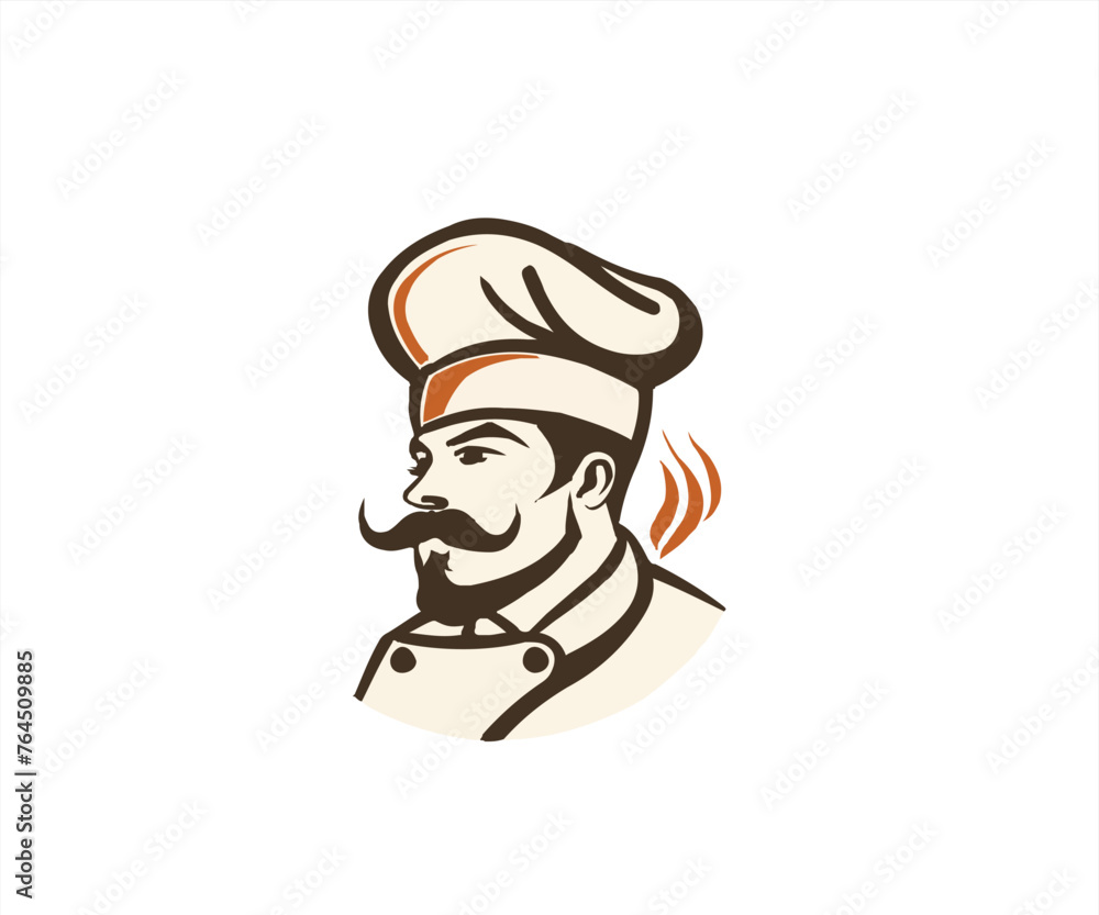 bearded chef logo design template