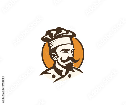 bearded chef logo design template