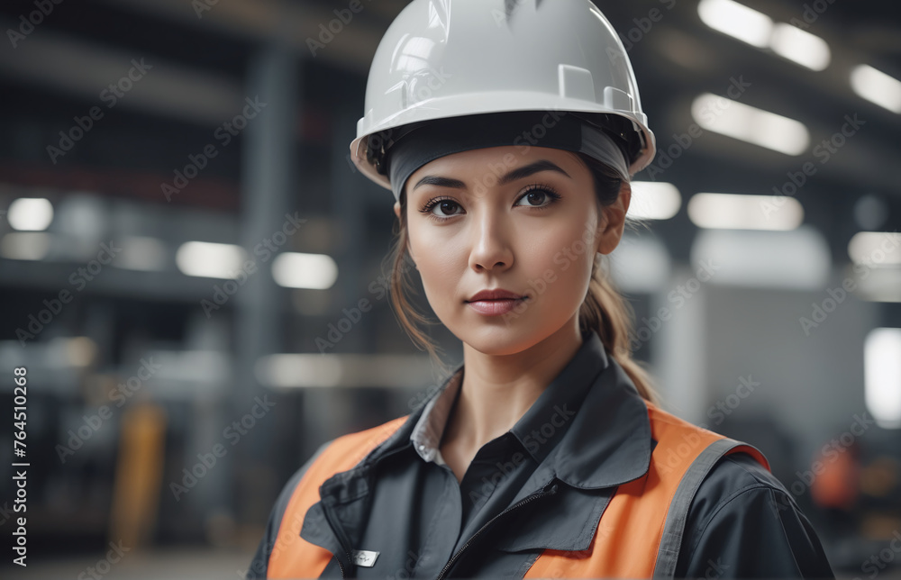 portrait of a skilled female maintenance engineer adorned in a professional uniform and helmet portrait of a skilled female maintenance engineer adorned in a professional uniform and helmet
