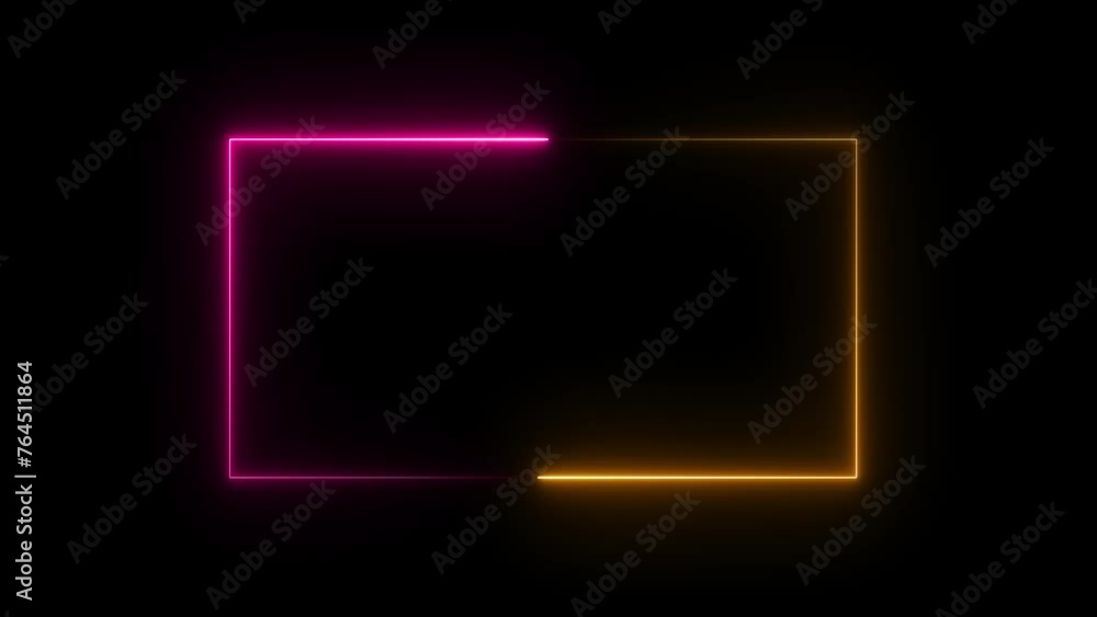 Abstract glowing neon rectangle frame and seamless loop animation 4k video. Abstract glowing neon rectangle frame and seamless loop animation 4k video.