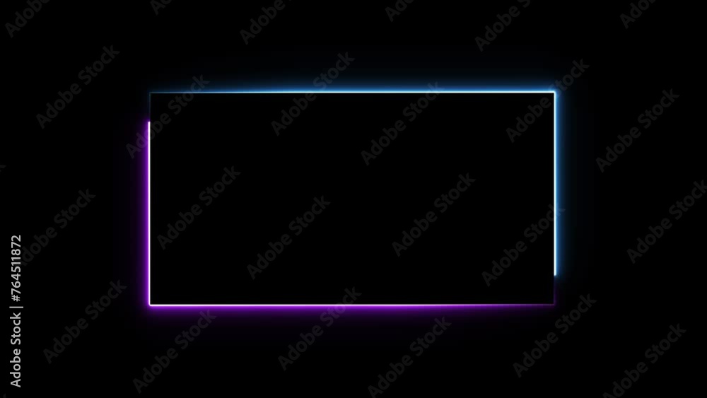 Abstract glowing neon rectangle frame and seamless loop animation 4k video. Abstract glowing neon rectangle frame and seamless loop animation 4k video.