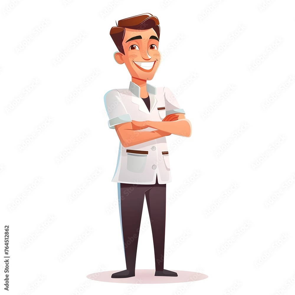 Cheerful Male Dentist in Flat Design Exuding Trust and Expertise