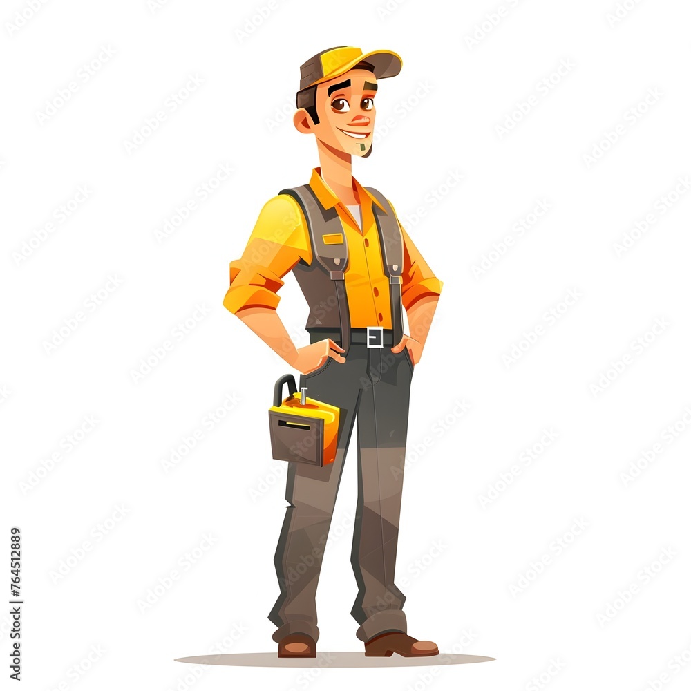 Trustworthy Electrician Character in Vibrant Flat Design Uniform and Friendly Expression Trustworthy Electrician Character in Vibrant Flat Design Uniform and Friendly Expression