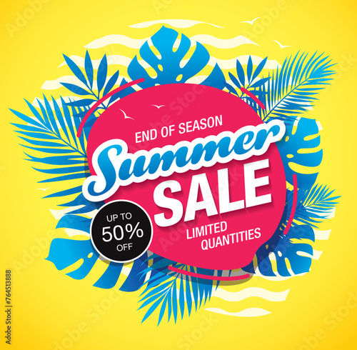 Summer sale banner design vector illustration