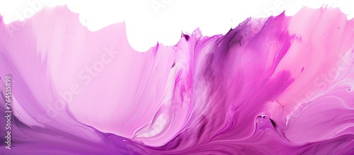 Purple paint is swirled on a white surface with a white background