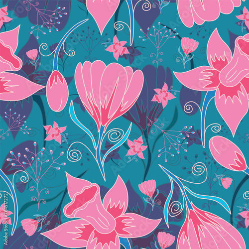 Wallpaper Mural Vector seamless pattern floral pattern. Tropical botanical trendy pattern Torontodigital.ca
