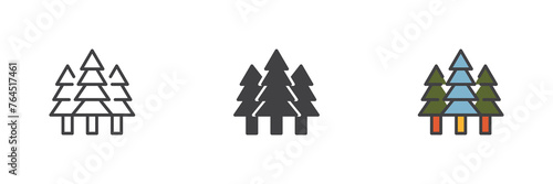 Forest trees different style icon set