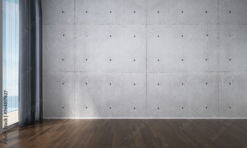 The modern living room interior design and empty concrete wall background and white wooden floor. 3d rendering. The modern living room interior design and empty concrete wall background and white wooden floor. 3d rendering.