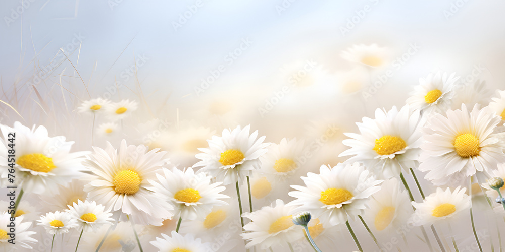 White daisies flower background seamless pattern nostalgic enchanting
