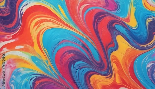 Abstract marbled acrylic paint ink painted waves painting texture colorful background banner Bold colors rainbow color swirls wave. AI