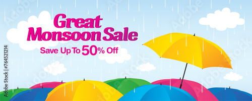 Monsoon sale banner template design