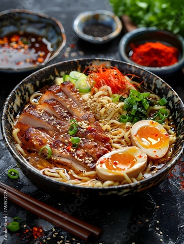 Hot and Delicious Ramen Bowl in Asian Style