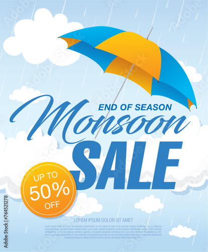 Monsoon sale banner template design
