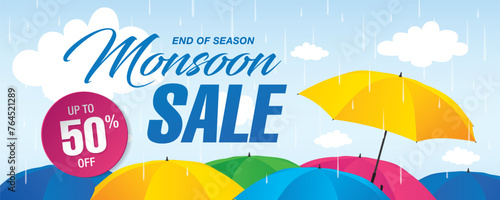 Monsoon sale banner template design