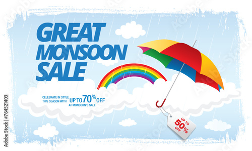 Monsoon sale banner template design