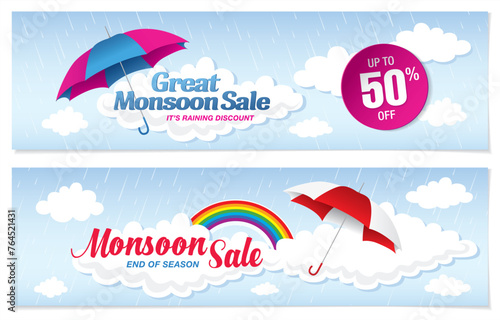 Monsoon sale banner template design