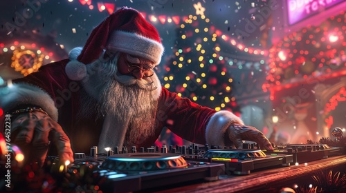 Festive Cheer: Santa Claus at a Lively Christmas Party