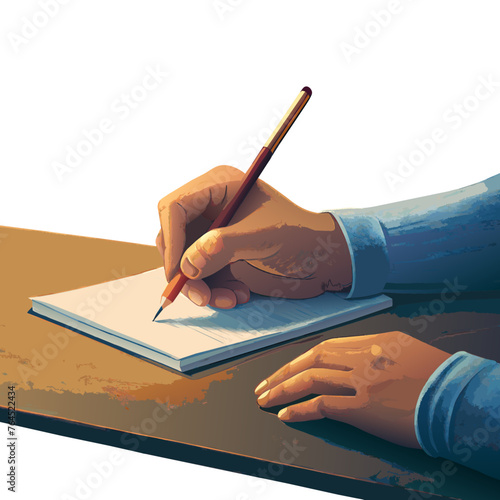 hand writing on a notebook