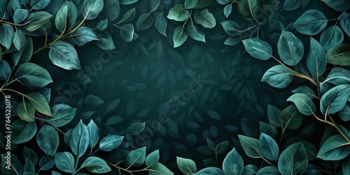 Foliage Dark Green Fantasy Illustration, copyspace, background, backdrop