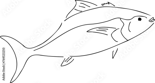 シンプルなマグロの線画の魚