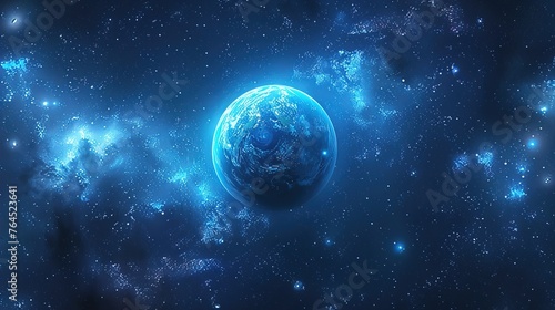 The blue sky has a blue globe around the stars web generative ai © Naseem