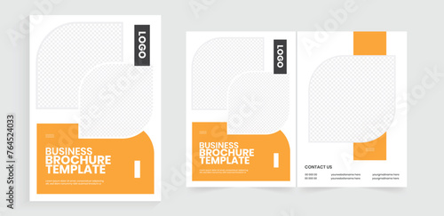 Bifold brochure design. Bifold brochure templates. Folded vector booklet design. Print marketing materials layout design. A4 annual report business plan layout.